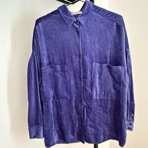 New With Tags, Sessùn Velvet Button-Down, Purple, Size Small